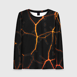 Лонгслив женский Оранжевые трещины, цвет: 3D-принт
