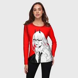 Лонгслив женский Бизнес-леди Пауэр: Человек-бензопила, цвет: 3D-принт — фото 2