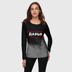 Лонгслив женский Дарья - в красной рамке на темном, цвет: 3D-принт — фото 2