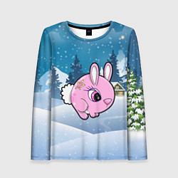 Лонгслив женский Розовая круглая зайка, цвет: 3D-принт