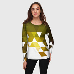 Лонгслив женский Золотистая мозаика из ромбов, цвет: 3D-принт — фото 2