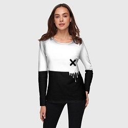 Лонгслив женский Черно-белый X, цвет: 3D-принт — фото 2