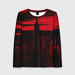 Женский лонгслив Город в красном цвете