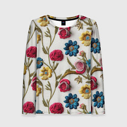 Лонгслив женский Эффект вышивка летний узор, цвет: 3D-принт