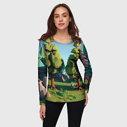 Лонгслив женский Воксельный лес, цвет: 3D-принт — фото 2