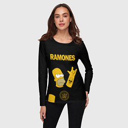 Лонгслив женский Ramones Гомер Симпсон рокер, цвет: 3D-принт — фото 2