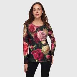 Лонгслив женский Нежные кустовые розы, цвет: 3D-принт — фото 2
