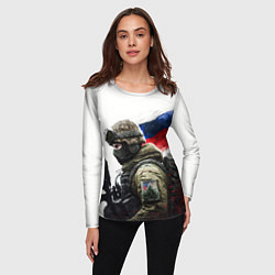 Лонгслив женский Русский воин патриот, цвет: 3D-принт — фото 2