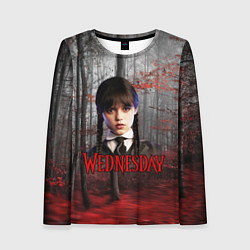 Лонгслив женский Уэнсдэй осенний лес, цвет: 3D-принт