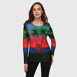 Лонгслив женский Пальмы и море, цвет: 3D-принт — фото 2