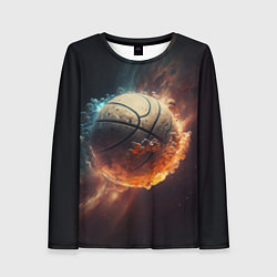 Лонгслив женский Баскетбольный мяч в космосе, цвет: 3D-принт
