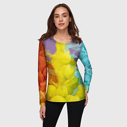 Лонгслив женский Абстрактные разноцветные объёмные дымы, цвет: 3D-принт — фото 2