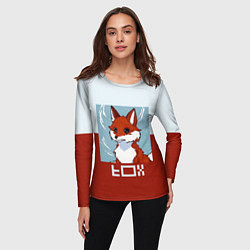 Лонгслив женский Пиксельная лиса с надписью fox, цвет: 3D-принт — фото 2
