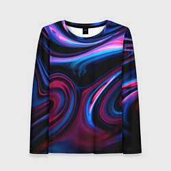 Женский лонгслив Разводы красок и бензина неоновый