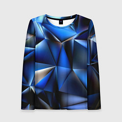 Лонгслив женский Polygon blue abstract, цвет: 3D-принт