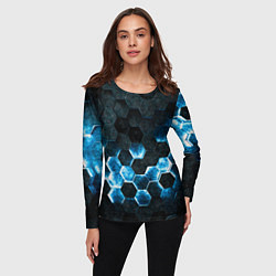 Лонгслив женский Соты с подсветкой, цвет: 3D-принт — фото 2
