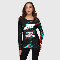 Лонгслив женский Forza Horizon в стиле glitch и баги графики на тем, цвет: 3D-принт — фото 2