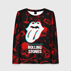 Лонгслив женский Rolling Stones rock glitch, цвет: 3D-принт