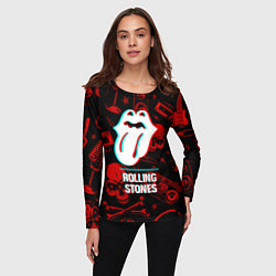 Лонгслив женский Rolling Stones rock glitch, цвет: 3D-принт — фото 2