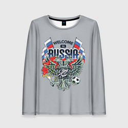 Лонгслив женский Welcome to Russia - футбол, цвет: 3D-принт