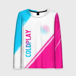 Лонгслив женский Coldplay neon gradient style: надпись, символ, цвет: 3D-принт