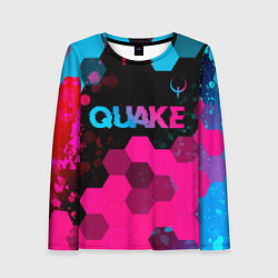 Лонгслив женский Quake - neon gradient: символ сверху, цвет: 3D-принт