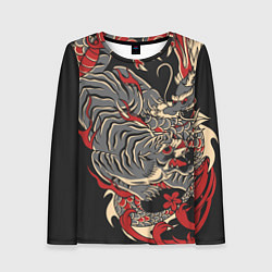 Женский лонгслив Борьба тигра с драконом