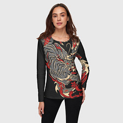 Лонгслив женский Борьба тигра с драконом, цвет: 3D-принт — фото 2