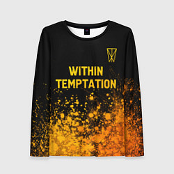 Лонгслив женский Within Temptation - gold gradient: символ сверху, цвет: 3D-принт