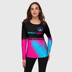 Лонгслив женский Great Wall - neon gradient: символ сверху, цвет: 3D-принт — фото 2