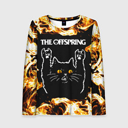 Лонгслив женский The Offspring рок кот и огонь, цвет: 3D-принт