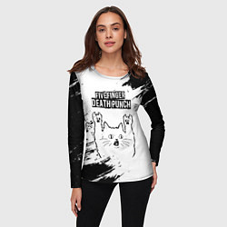 Лонгслив женский Five Finger Death Punch рок кот на светлом фоне, цвет: 3D-принт — фото 2
