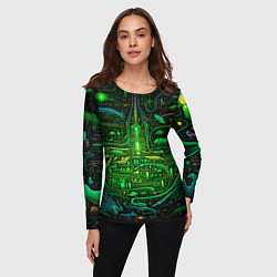 Лонгслив женский Психоделика в зеленом - нейронная сеть, цвет: 3D-принт — фото 2