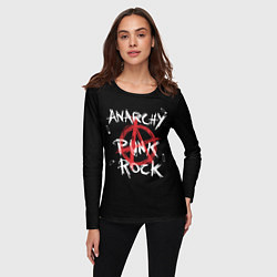 Лонгслив женский Анархия - панк рок, цвет: 3D-принт — фото 2