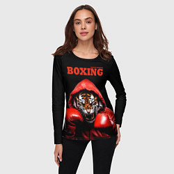 Лонгслив женский Boxing tiger, цвет: 3D-принт — фото 2