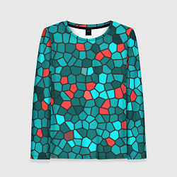 Лонгслив женский Мозаика бирюзовый, цвет: 3D-принт