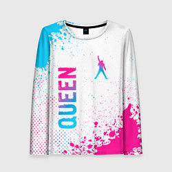 Женский лонгслив Queen neon gradient style: надпись, символ