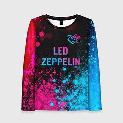 Лонгслив женский Led Zeppelin - neon gradient: символ сверху, цвет: 3D-принт