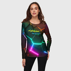 Лонгслив женский Cyberpunk 2077 phantom liberty logo neon, цвет: 3D-принт — фото 2