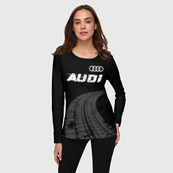 Лонгслив женский Audi speed на темном фоне со следами шин: символ с, цвет: 3D-принт — фото 2