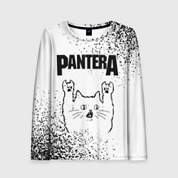 Лонгслив женский Pantera рок кот на светлом фоне, цвет: 3D-принт