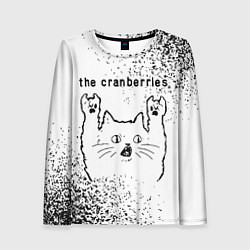 Лонгслив женский The Cranberries рок кот на светлом фоне, цвет: 3D-принт