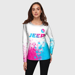 Лонгслив женский Jeep neon gradient style: символ сверху, цвет: 3D-принт — фото 2