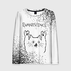 Лонгслив женский Evanescence рок кот на светлом фоне, цвет: 3D-принт