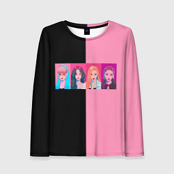 Лонгслив женский Группа Black pink на черно-розовом фоне, цвет: 3D-принт