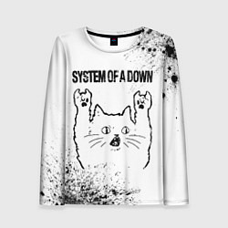 Лонгслив женский System of a Down рок кот на светлом фоне, цвет: 3D-принт