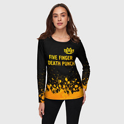 Лонгслив женский Five Finger Death Punch - gold gradient: символ св, цвет: 3D-принт — фото 2