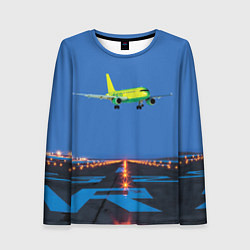 Лонгслив женский S7 Боинг 737 над взлетной полосой, цвет: 3D-принт