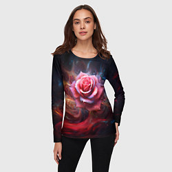 Лонгслив женский Алая космическая роза - Нейросеть, цвет: 3D-принт — фото 2