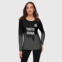 Лонгслив женский Tokyo Ghoul glitch на темном фоне: символ сверху, цвет: 3D-принт — фото 2